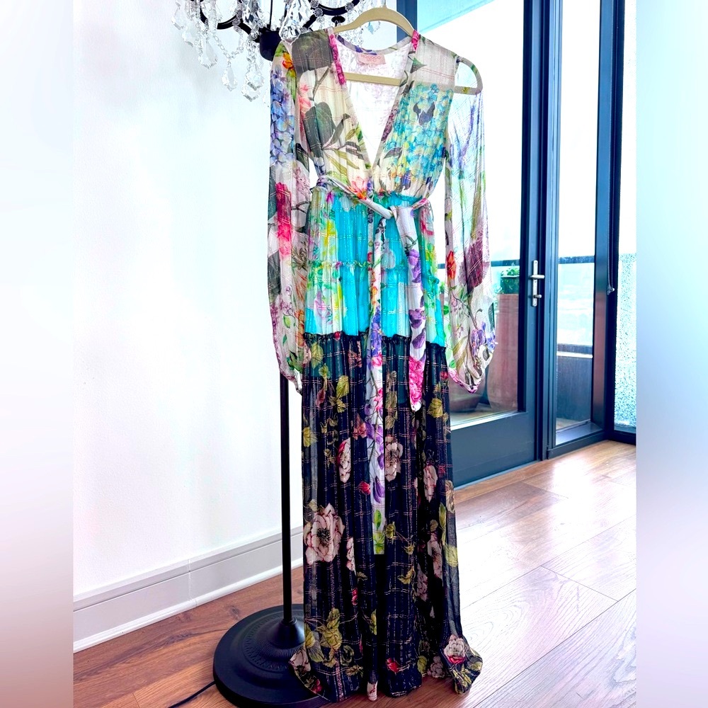 Rococo Sand Dress Front Button w Tie waist Size XS